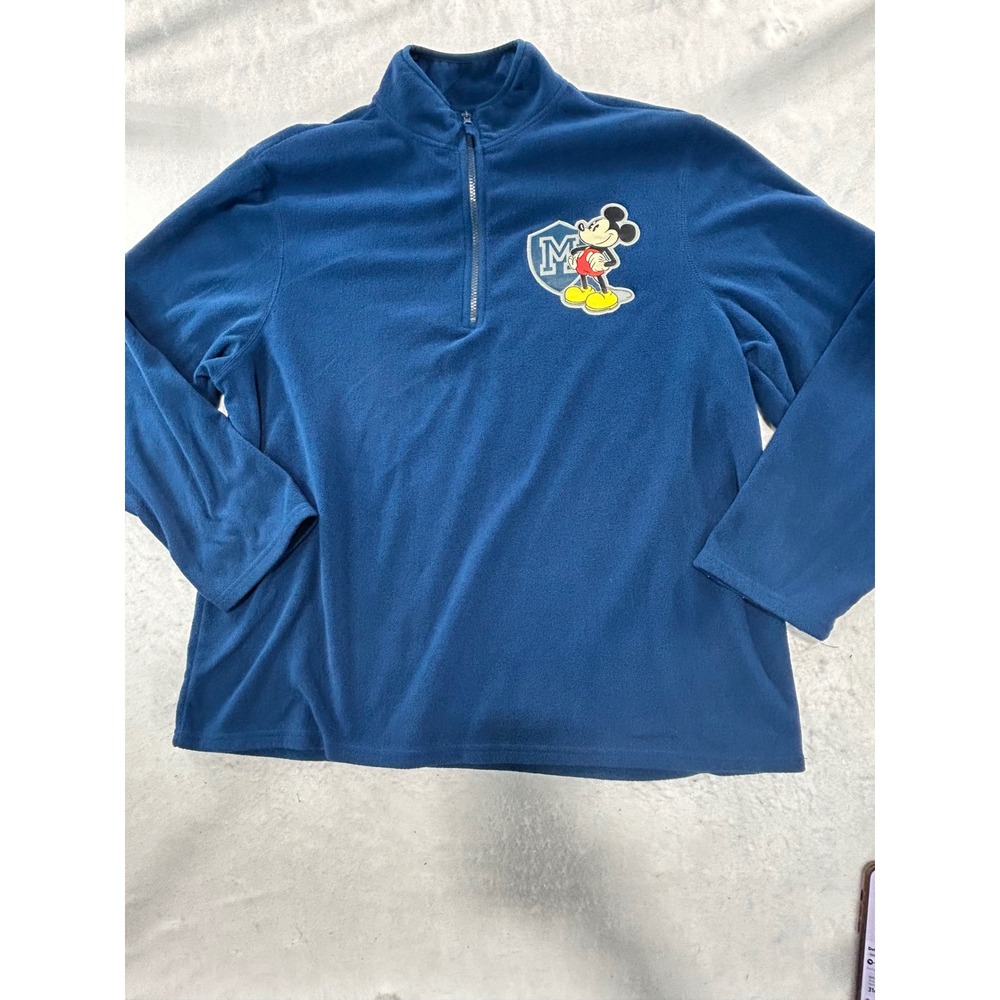 Disney Store Mickey Mouse Fleece Quarter Zip Pullover Blue Mens XL 571345376